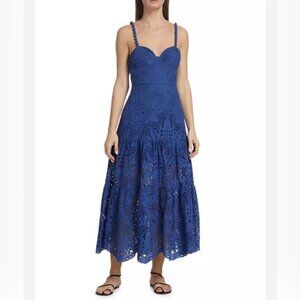 FARM Rio Richilier Eyelet Palm Midi-Dress